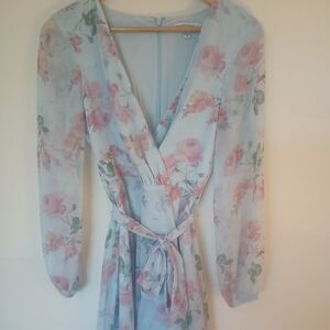 Guess Floral Wrap Romper With Front Tie Belt Size XS
